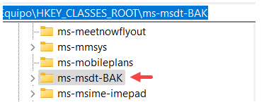 "Ubicación de ms-msdt"