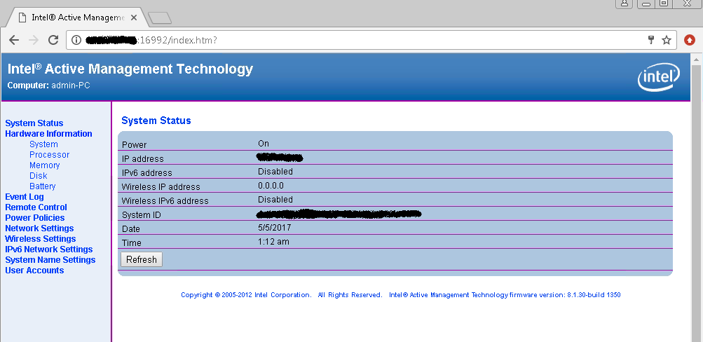 Conexiones por AMT se realizan por un navegador web