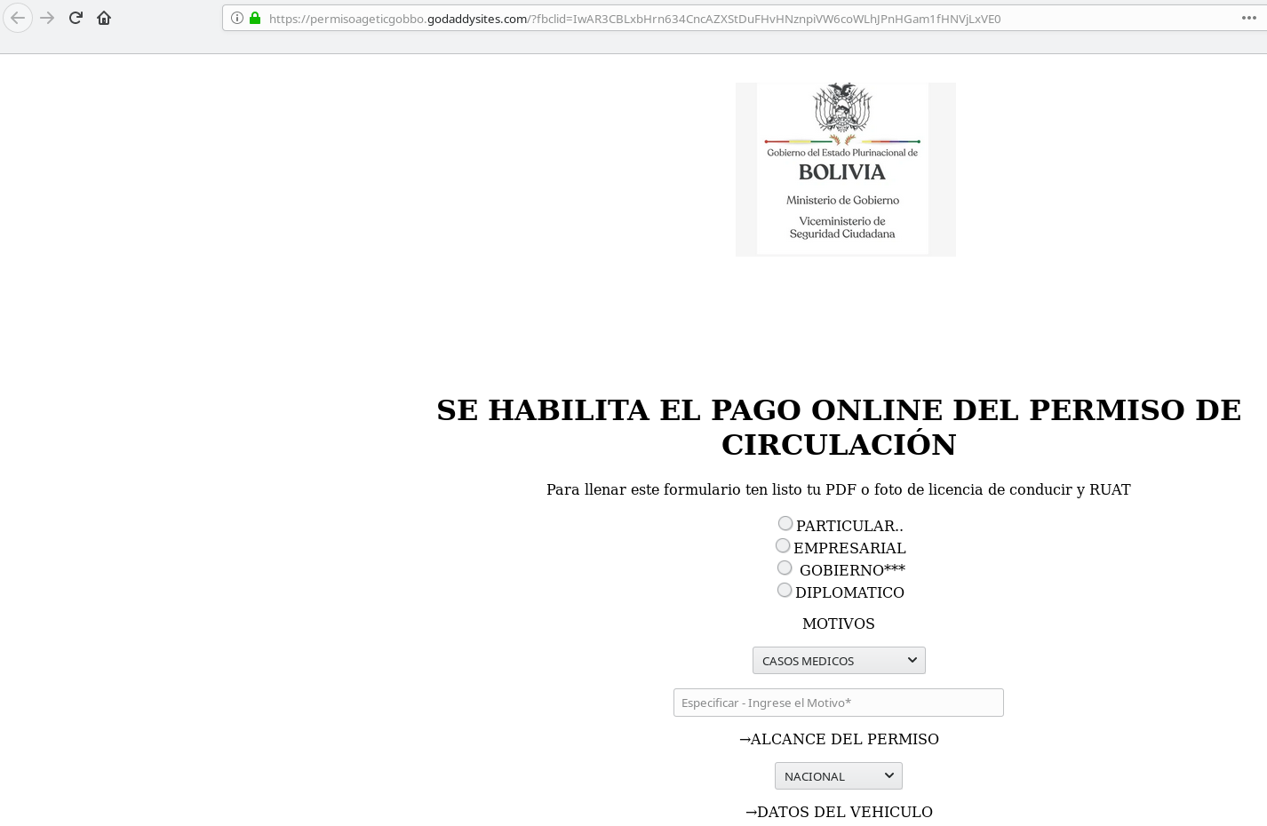 Formulario phishing Permiso